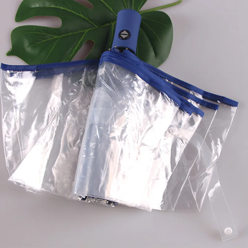 Svart automatiskt vindtätt transparent auto - hopfällbart paraply för män och kvinnor utomhusresor affärsbil parasoll: Ljusgrön