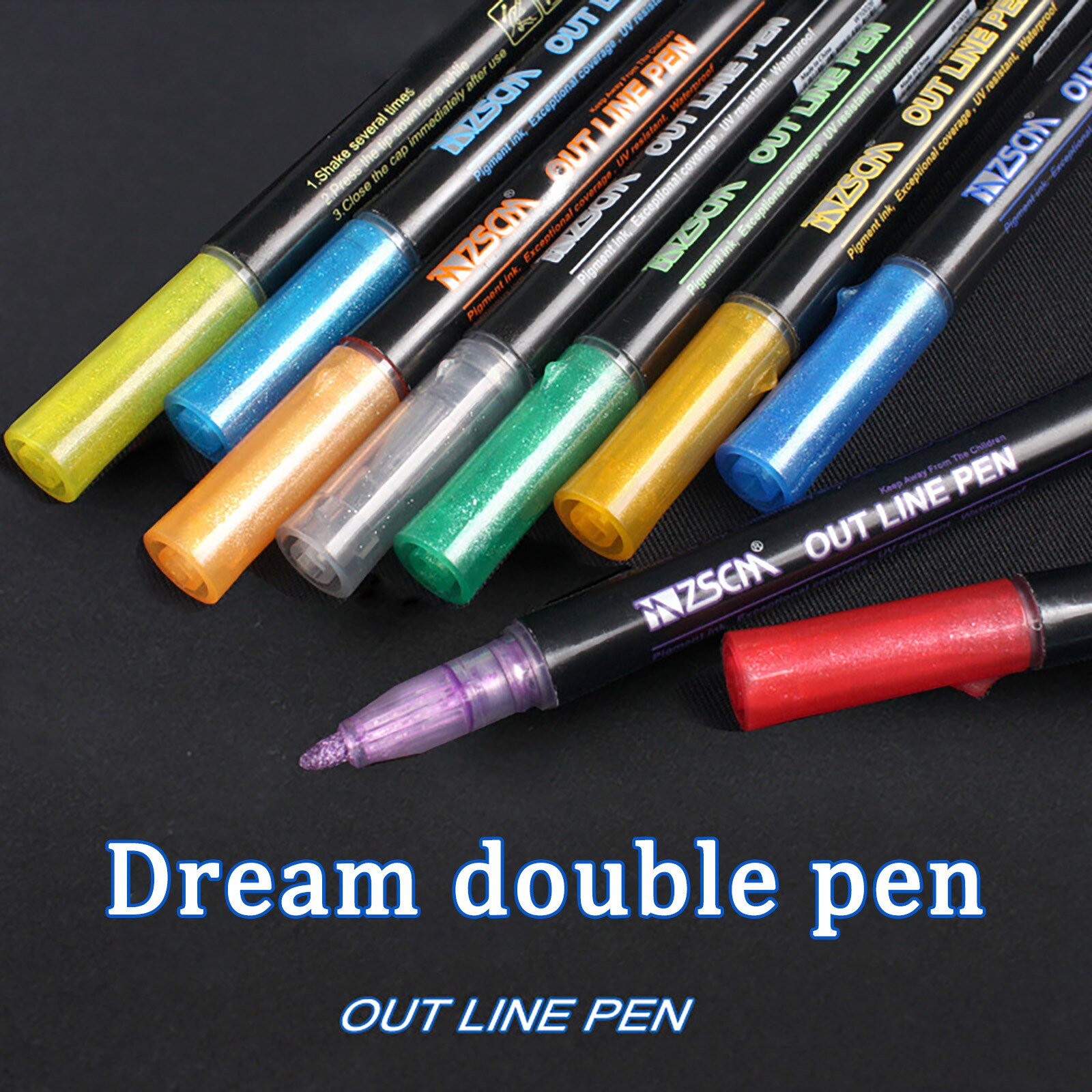 24pcs/set Colorful Double Line Pen Highlighter Fluorescent Marker Candy Color Student Multicolor Hand Note Pen For School Poster