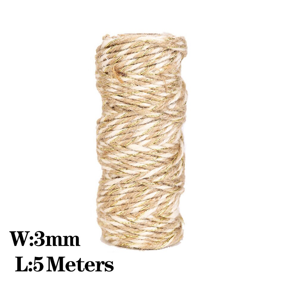 5Meter Natuurlijke Jute Lint Ambachten Touw String DIY Bruiloft Jute Koord Touw Vintage Jute Wrap Naaien Party Woonaccessoires