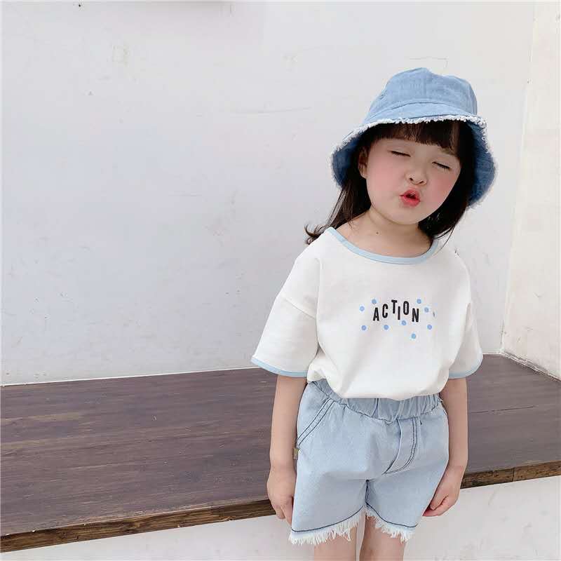 Kinderkleding Zomer Producten Meisjes Koreaanse Zomer Korte Mouwen T-shirt Dieptepunt T-shirt