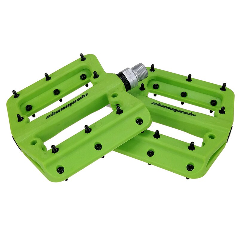 SMS vélo pédale vtt nylon fibre roulements pédales plat Y engrenage fixe ultra-léger 345g cyclisme 9/16 BMX VTT repose-pieds: green