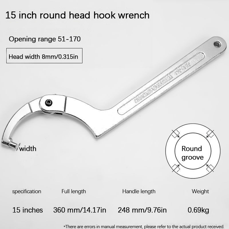 Crescent wrench Adjustable wrench hook C-wrench tool nut bolt Hand tool: green