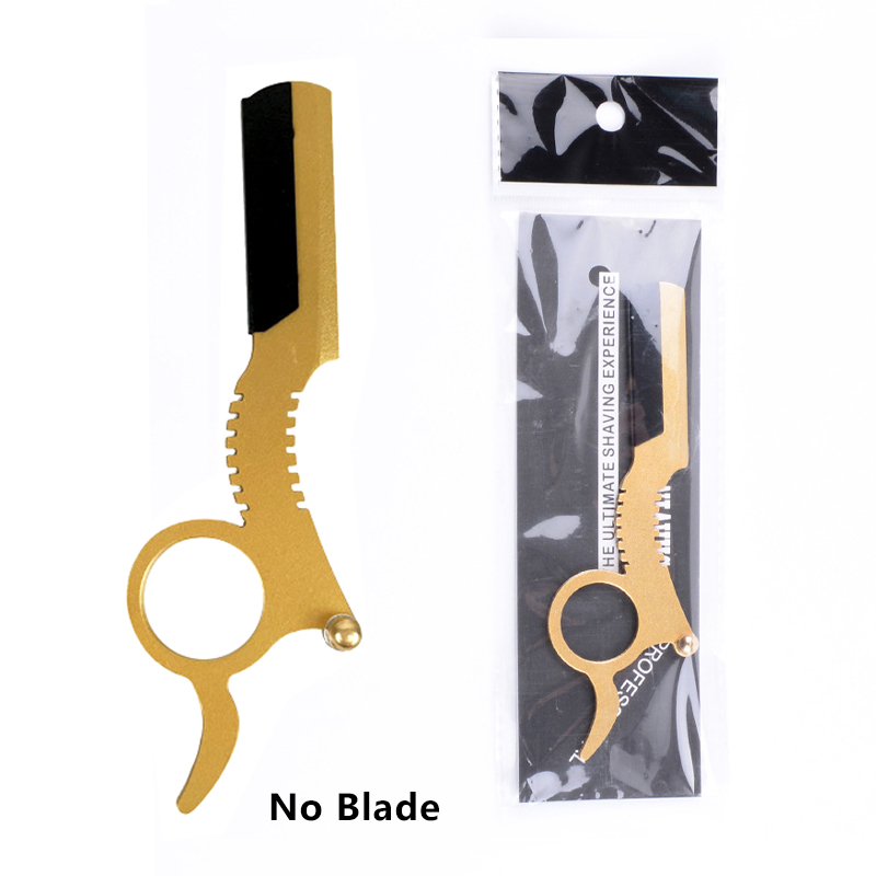 Maquinilla de afeitar de barbero de borde recto, herramienta de afeitado de cejas y barba, maquinilla de afeitar de depilación Manual, cuchillas de recorte reemplazables: Plata