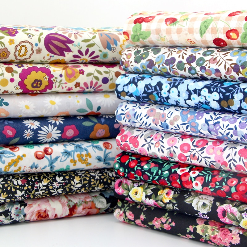 Groene Bladeren Pastorale Stof Gedrukt Bloemen Rok Katoenen Stof Voor Handgemaakte Diy Katoenen Baby Jurk Materiaal