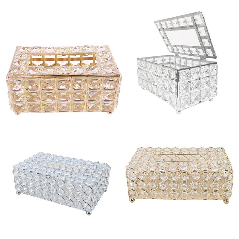 Boîte à mouchoirs en cristal, distributeur de serviettes en forme de cube, pour chambre à coucher, bureau, hôtel, café, 91ad