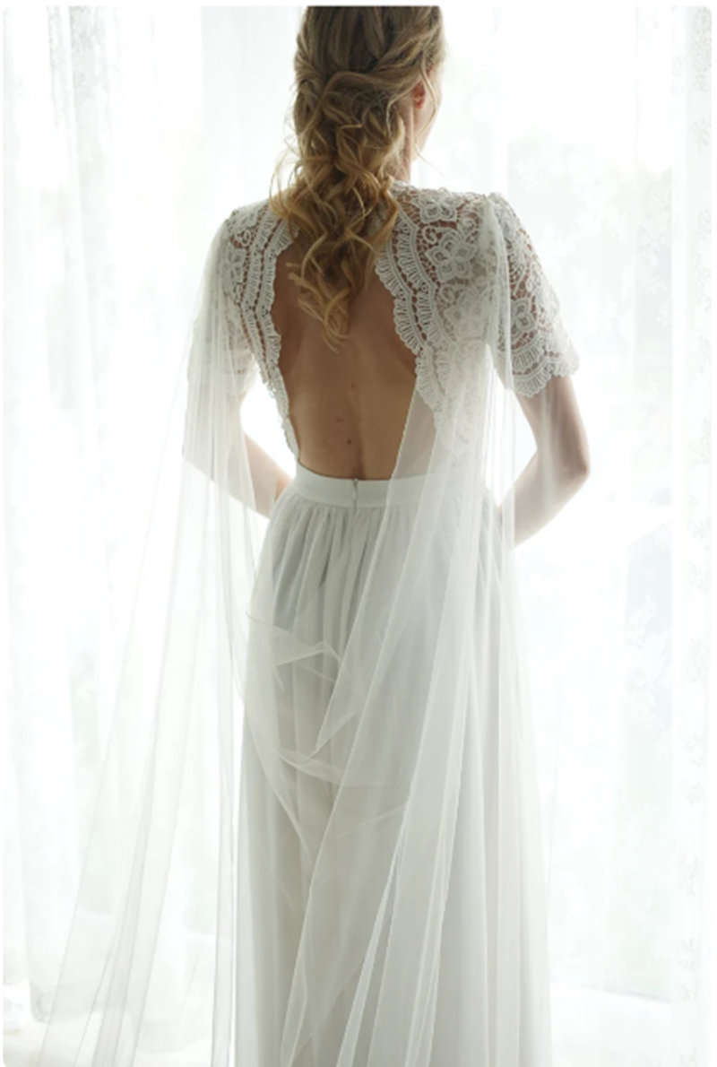 Mantello da sposa Mantello da sposa Velo lungo velo moderno Coprispalle da sposa drappeggiato