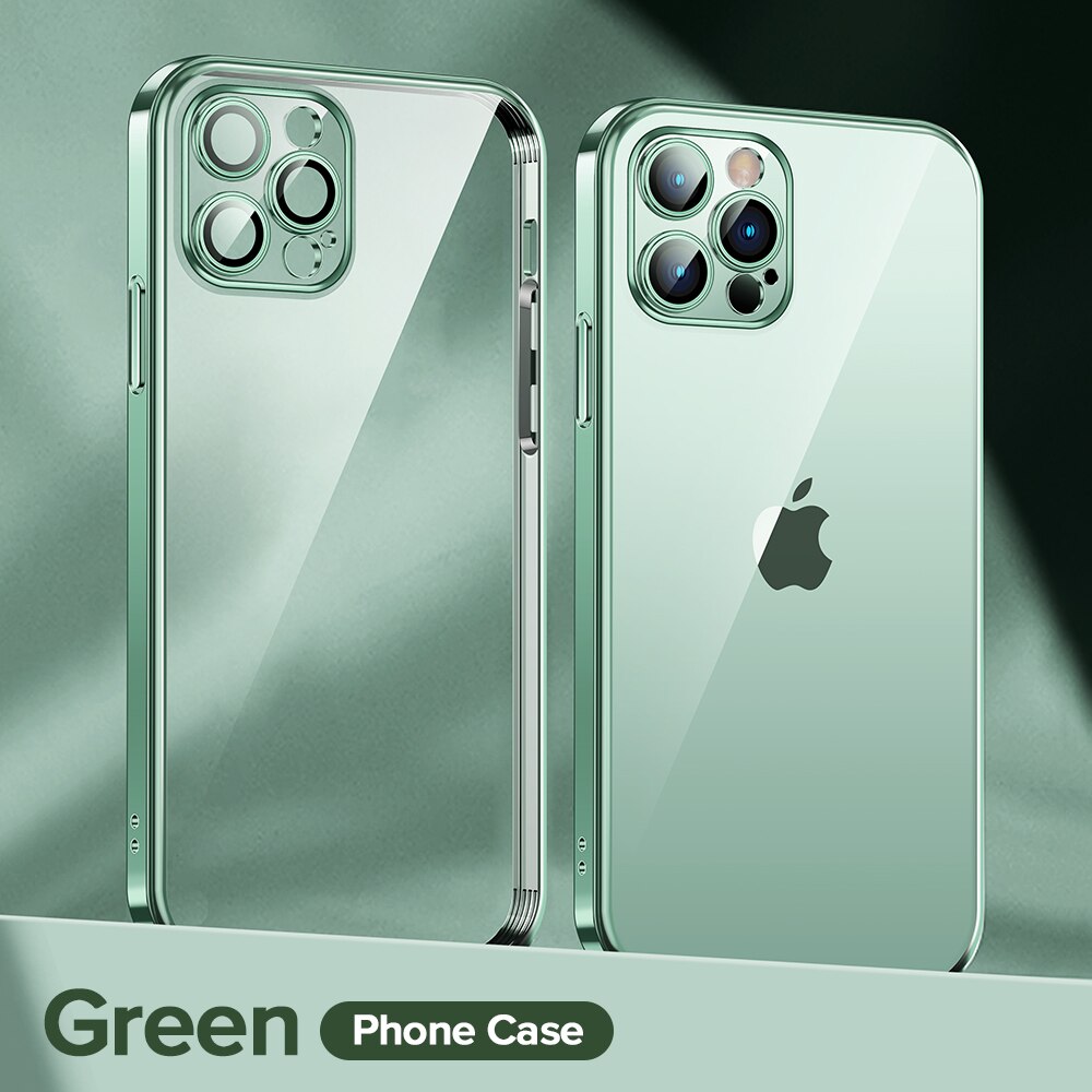 Joyroom-funda chapada para iPhone 12 Pro, cubierta completa de lente a prueba de golpes, suave, trasera de TPU para iPhone 12 Pro Max Mini: For iPhone 12 / Green