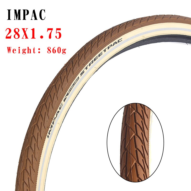 Cykeldæk impac 28 tommer 47-622 ståldæk 28 x 1.75 brun hudfarve kant reflekterende stribe cykeldæk: Default Title