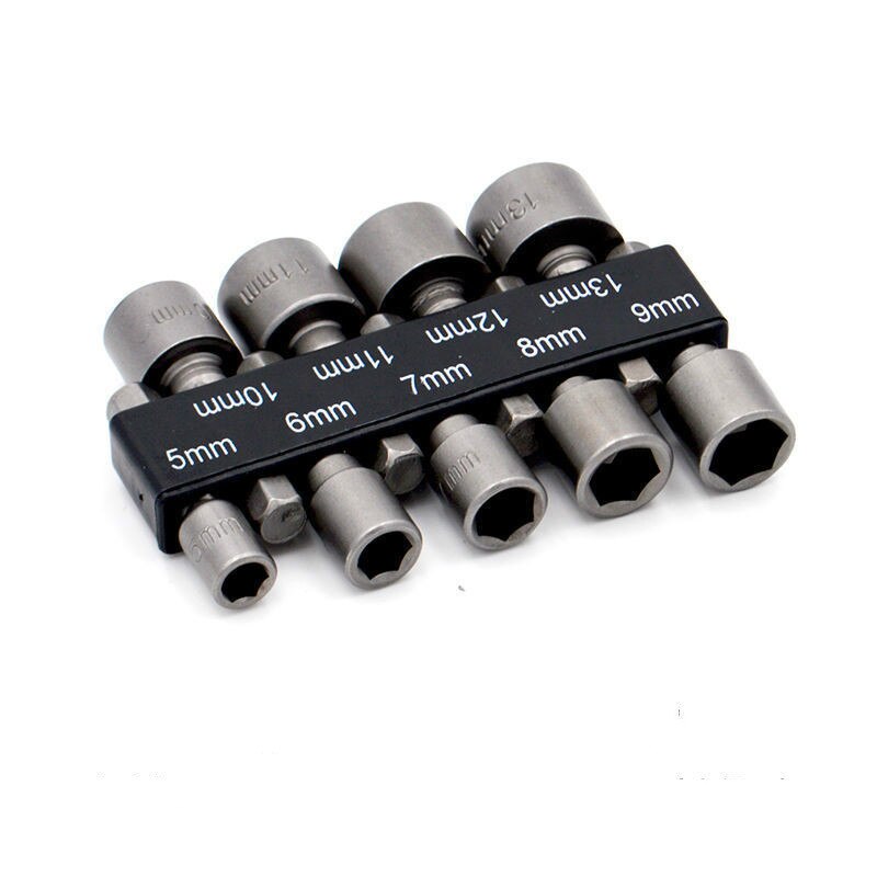 9pcs 5-13mm Hexagon Nut Driver Drill Bit Socket Screwdriver Wrench Set for Electric Screwdriver Handle Tools No Magnetic