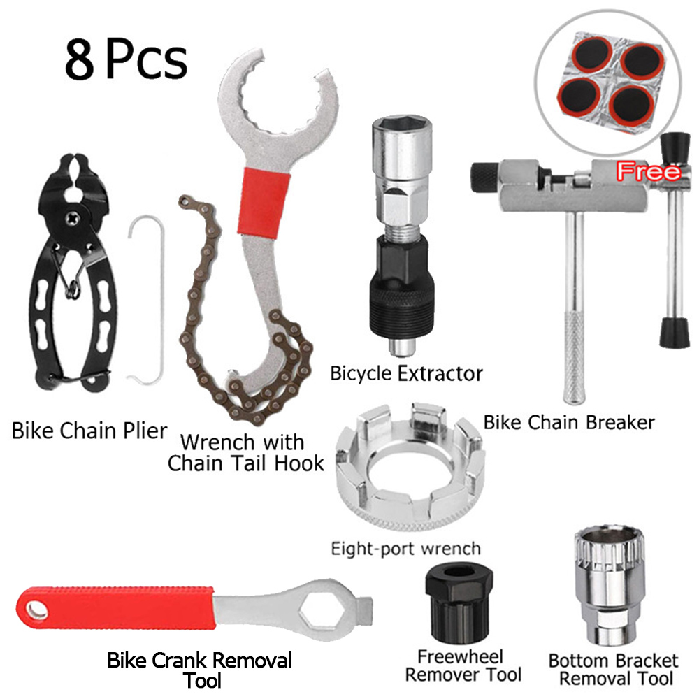 8pcs Bicycle Repair Tool Kits MTB Road Bikes Chain Cutter Bracket Flywheel Remover Crank Puller Wrench Maintenance Set Tools: 8 Kinds Repair Tool3