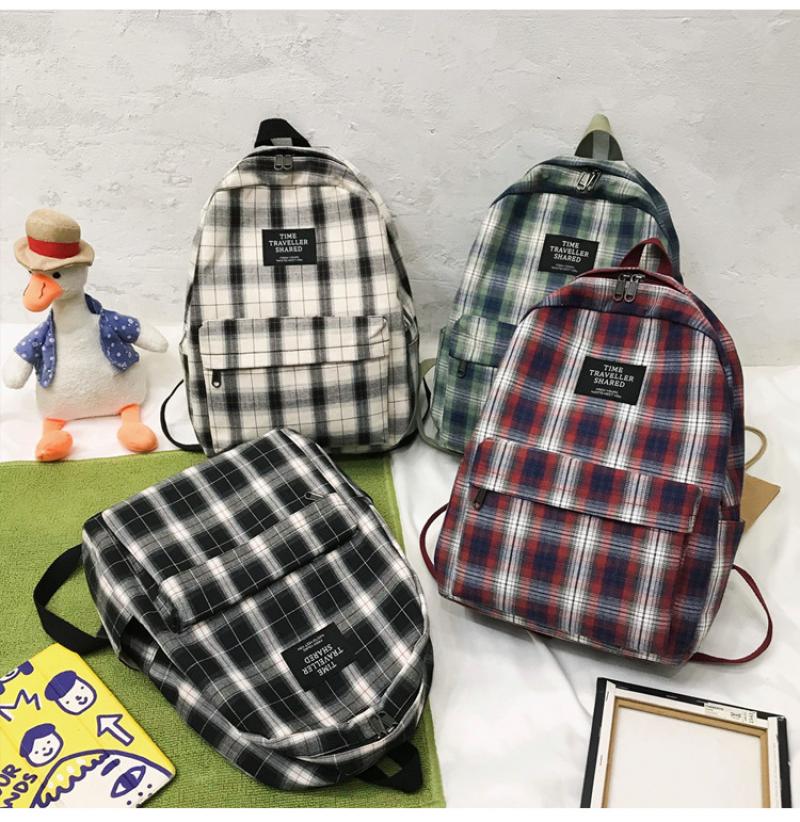 Studenten Rugzak Vrouwen Plaid Patroon Schooltas Canvas Softback Campus Stijl Rugzak Reizen Rugzak Vrouwelijke Rugzakken Dames