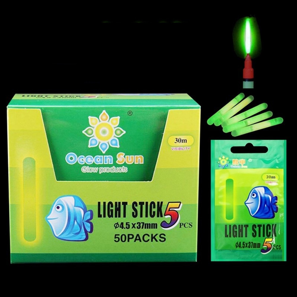 250Pcs 50 Zakken 4.5*37Mm/3.0*25Mm Chemische Vissen Licht Sticks Glow Sticks Fluorescerende vissen Licht Sticks Vis Aas Alarm Gereedschap