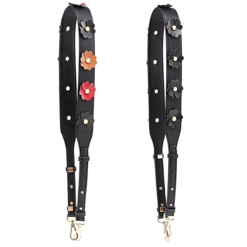 Luxury DIY Handbag Strap PU Leather Flower Women Bag Shoulder Straps for Handbags Casual Replacement Straps for Bags