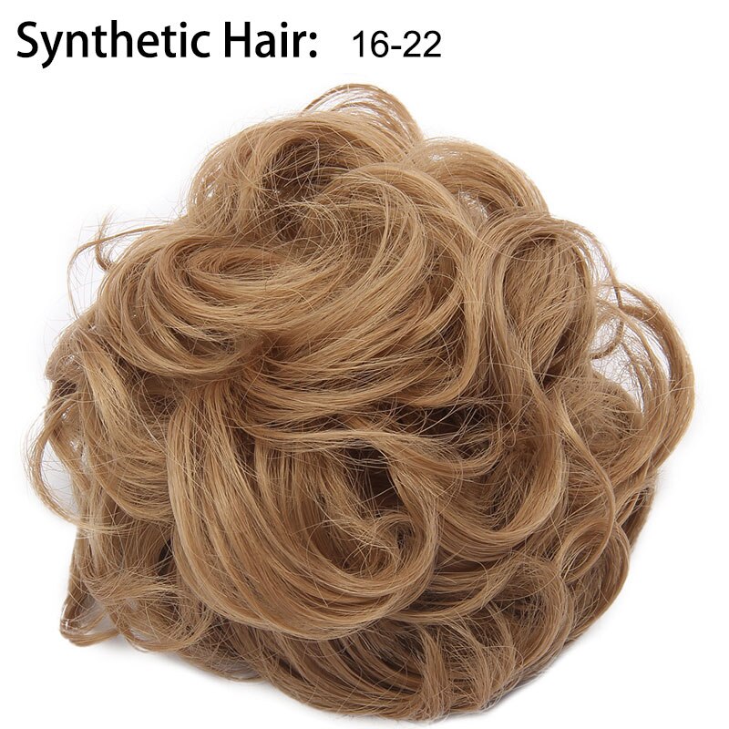 Extension capillaire Chignon élastique bouclée, Postiche Afro à Clip, Postiche Chignon synthétique, coiffure décoiffée, coiffure pour mariage, Q7: 16-22
