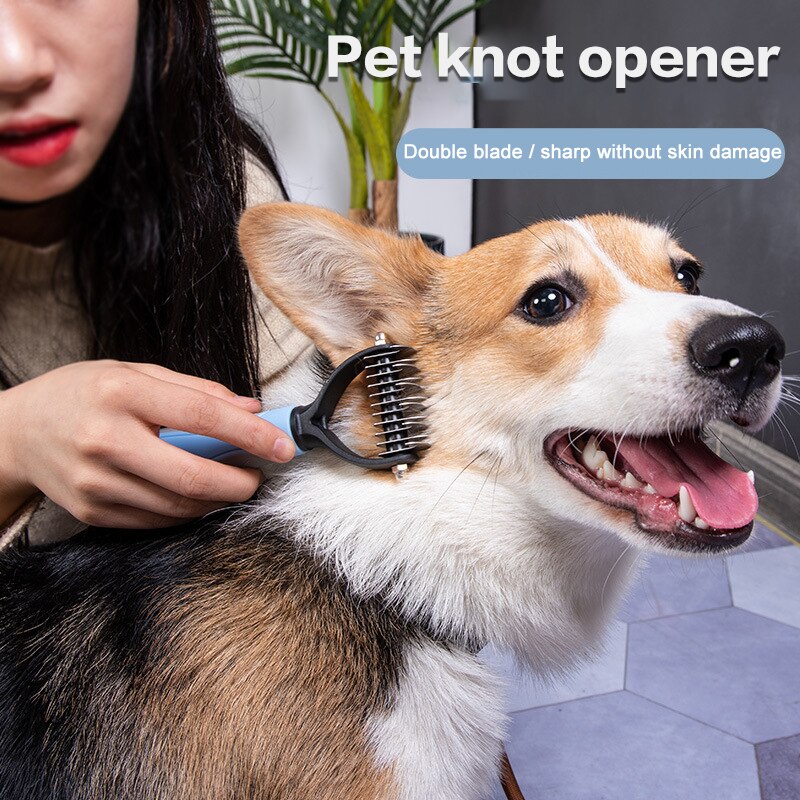 quita pelos gato y perros mascotas suministros para perros Eliminación de pelo de mascotas peine Deshedding cepillo para enmarañado Pelo Largo rizado gato perro Detangler aseo herramienta