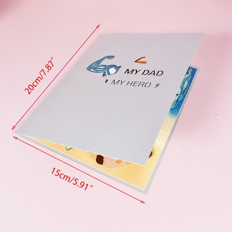 Handmade 3D Pop-Up Greeting Card for Father's Day Thank You Cards with Envelope 91AD