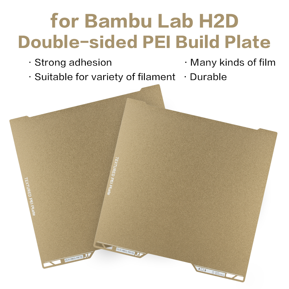 XCR3D For Bambu Lab h2d build plate hotbed Double Sided Bambulab H2D smooth Textured PEI Plate Accessories 350x320*0.75mm