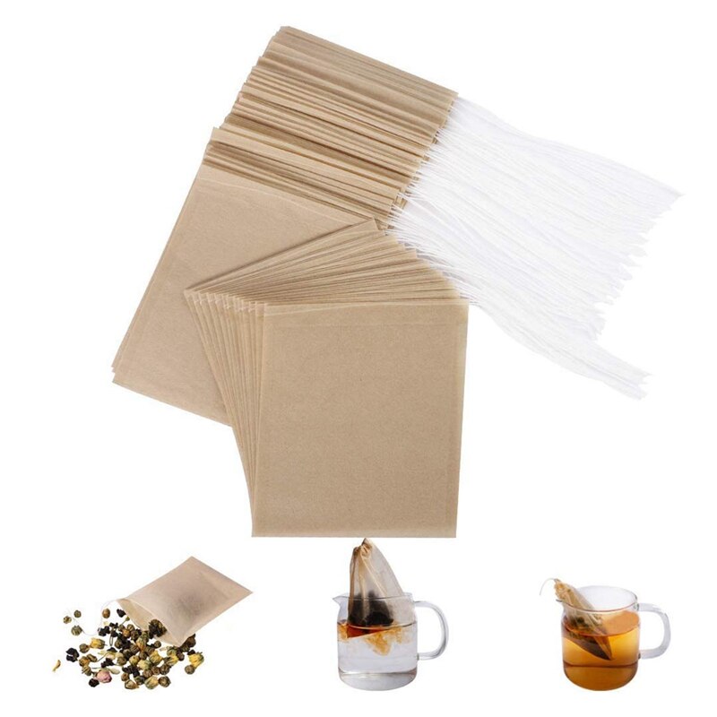 300 Stuks Thee Filter Zakken, wegwerp Papier Thee Zak Met Koord Veilig Sterke Penetratie Ongebleekt Papier Voor Losse Thee En