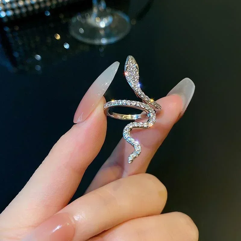 Anillo gótico abierto de serpiente para mujer, anillos ajustables con animales, para reptiles, accesorios de joyería con personalidad Punk, tentáculos de joyería