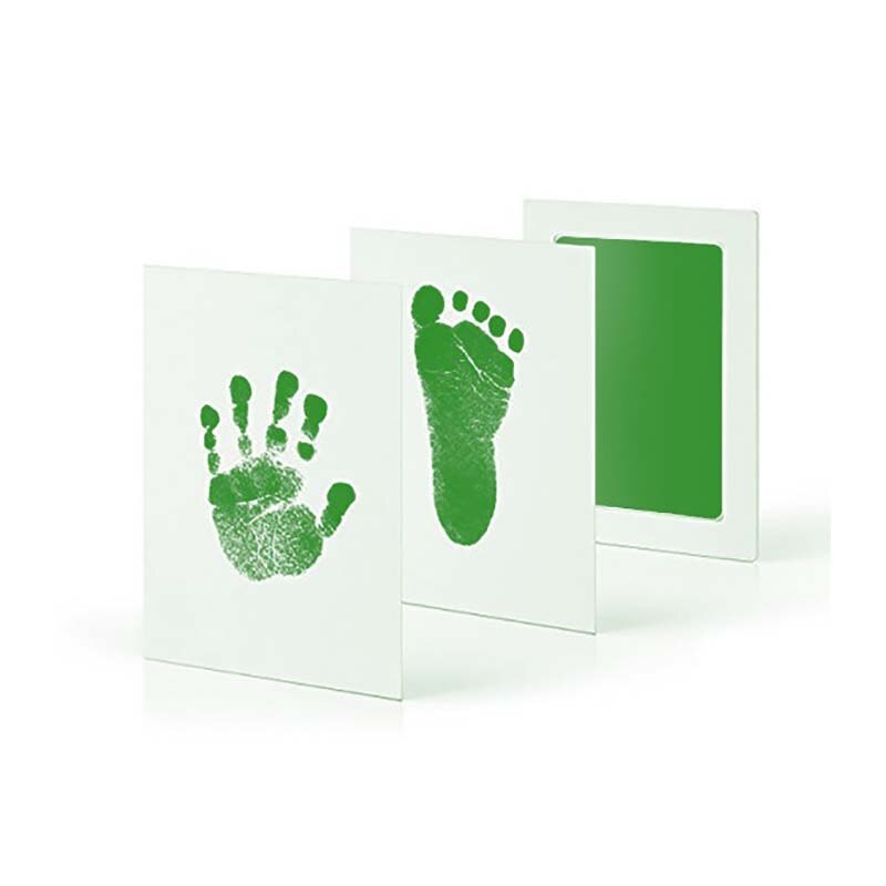 Kit de impresión de huella de mano para bebé recién nacido, almohadillas de tinta no tóxicas, seguro, recuerdos para niños, accesorios para el cuidado del bebé: Green