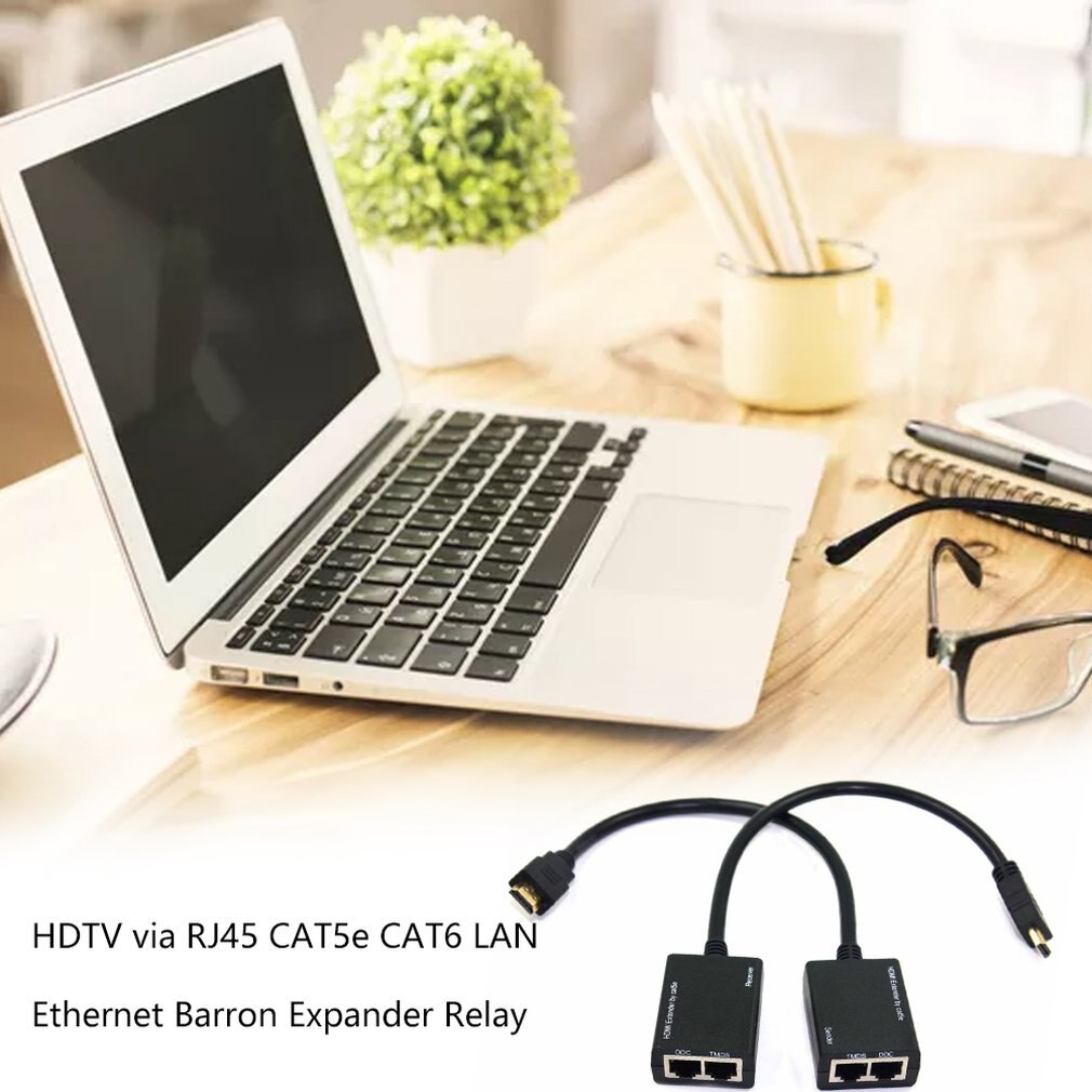 Practical HDMI Over RJ45 CAT5e CAT6 LAN Ethernet Balun Extender Repeater Up to 100ft 1080P High Performance
