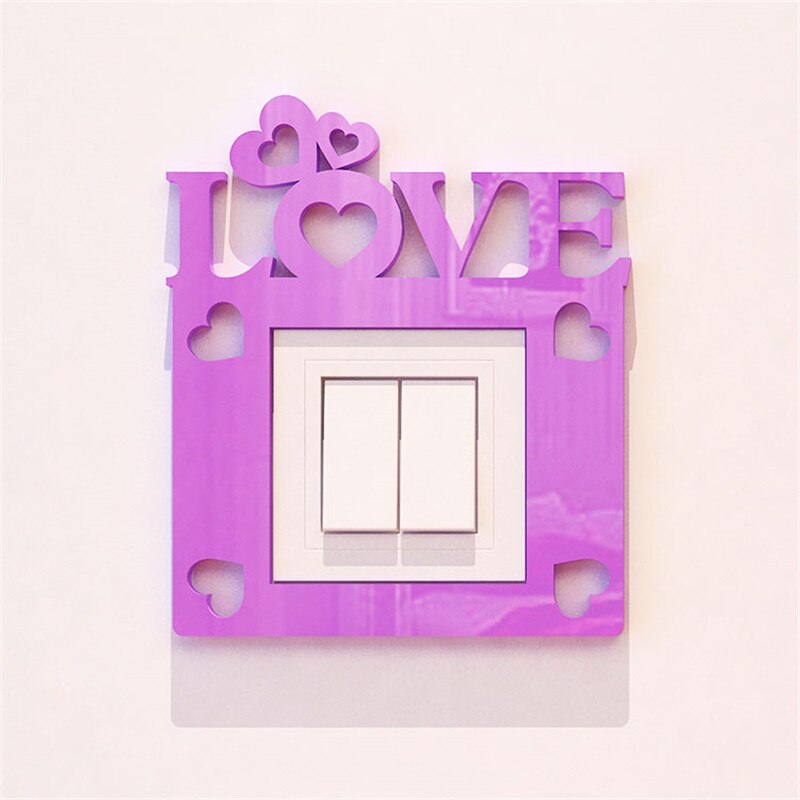 Light Switch Stickers Acrylic Switch Poster Modern Style Living Room Switch Decorative Wall Stickers DIY Art Wallpaper: LOVE Purple