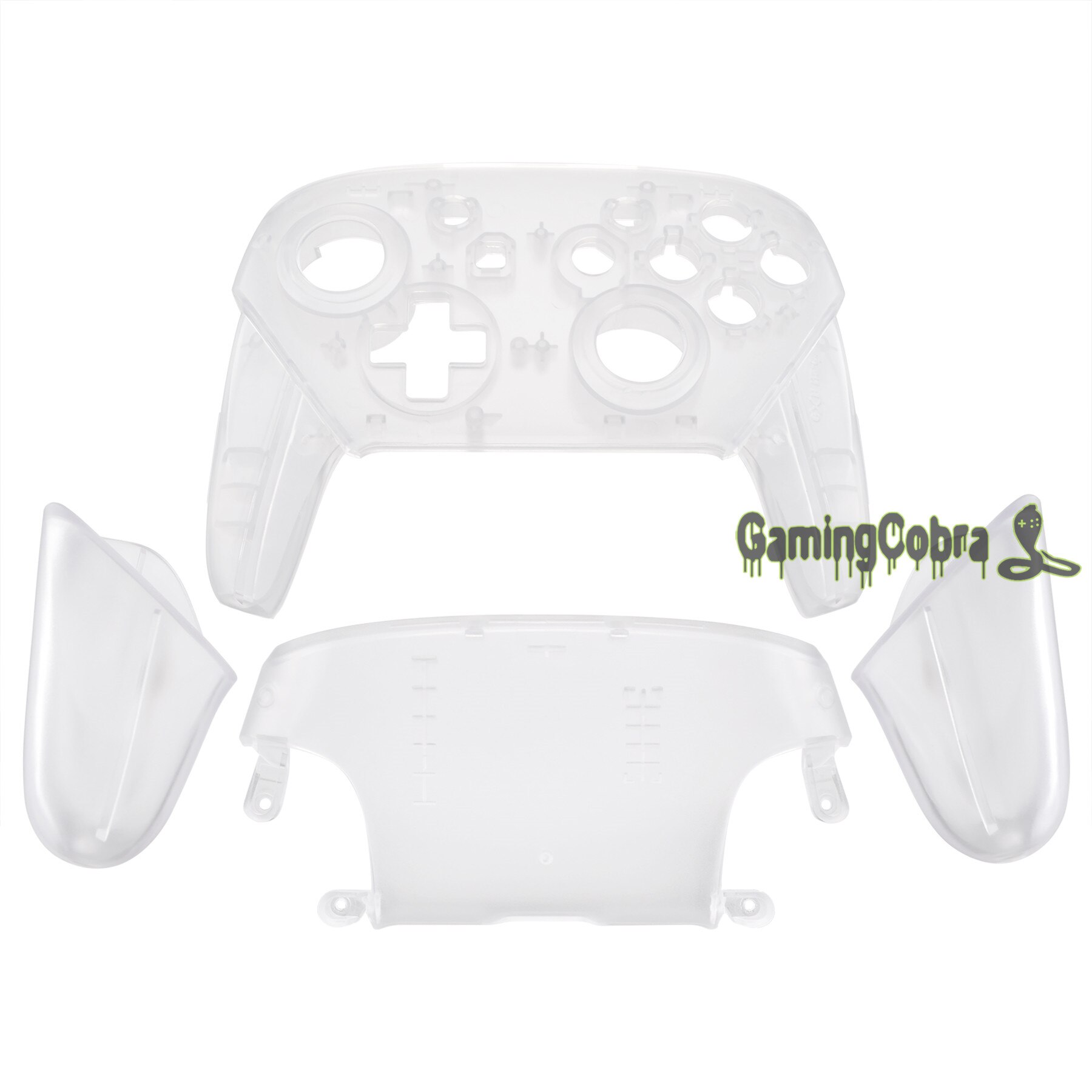 Couvercle Transparent Transparent de coque de boîtier de plaque arrière de façade avec le remplacement de poignées pour le contrôleur de Nintendo Switch Pro