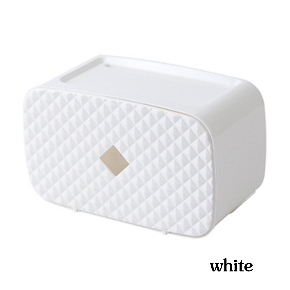 Multiple Styles Toilet Paper Holder Waterproof Towel Wall Mounted Storage Box Bathroom Accessories Tray Roll Tube Double-Layer: C-white