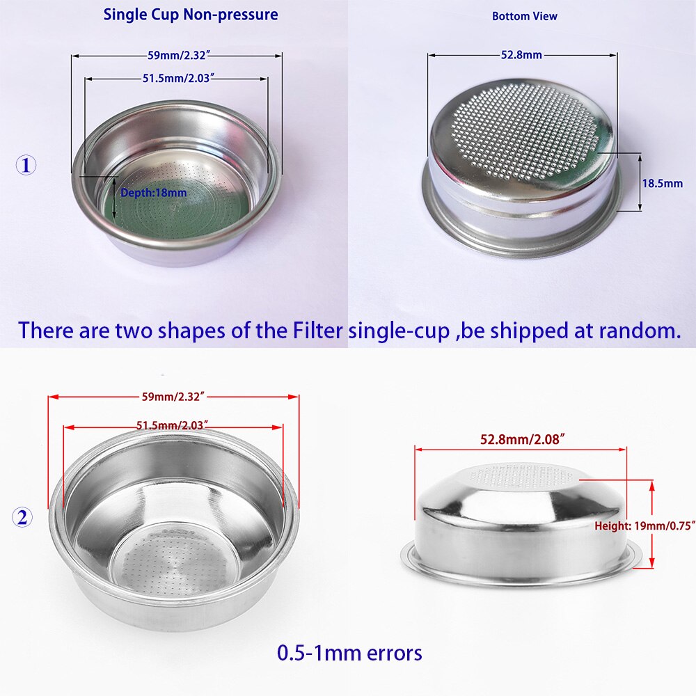 51mm enkelt-kopp ikke-trykk kaffemaskin filterkurv for husholdnings kaffetrakter kjøkken tilbehør kaffedeler: Tilfeldig 1 or 2