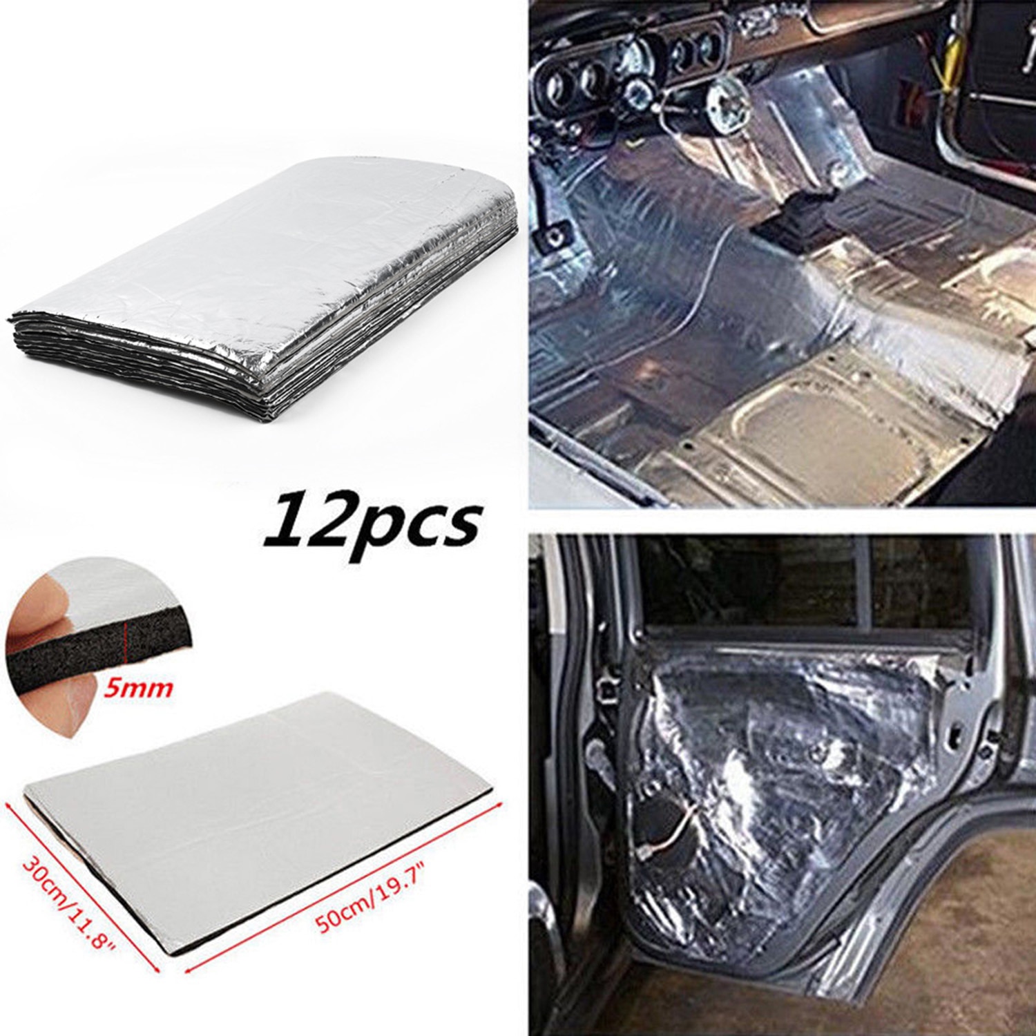 12x Car Sound Deadening Mat Sound Deadener Firewall Heat Insulation Pad 50x30cm