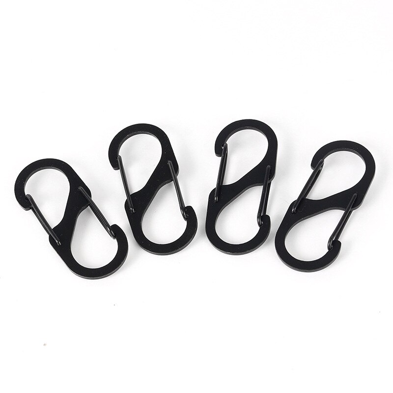 10Pcs Stainless Steel S Type Carabiner With Lock Mini Keychain Hook Camping Key-Lock Backpack Buckle Key-Lock Tool