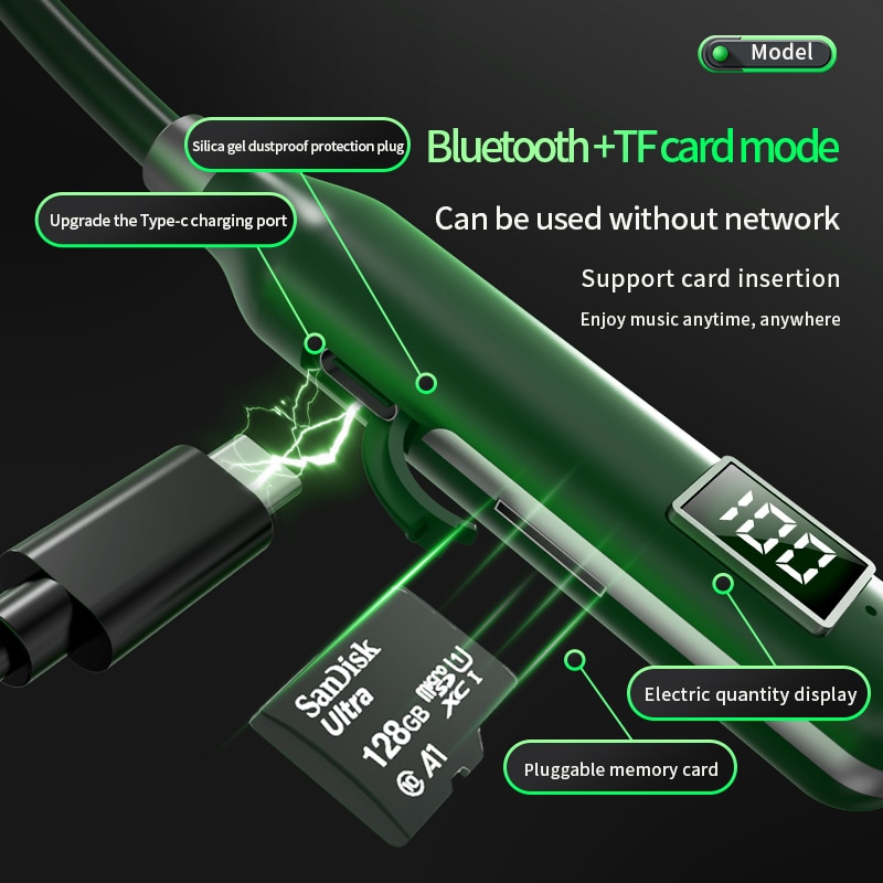 BT7 Wireless Headphones Bluetooth 5.3 Neckband Earphones Magnetic Sports Waterproof Earbuds Headset With Mic SD Card Mode