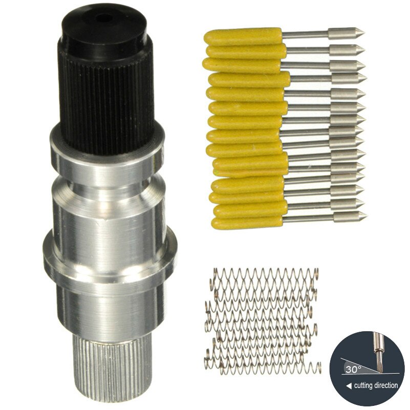 KZTech 15pcs Vinyl Cutter Engraving Machine Blades for Graphtec CB09 + 1pc High Hardness CB09U Silhouette Cameo Blade Holder: 15pcs 30 degree