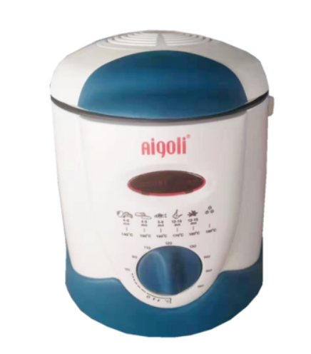 Smokeless multifunctional frying pan 0.9L Mini electric oil fryer oven French fries Grill Chicken Fried Fish Pot machine: Blue