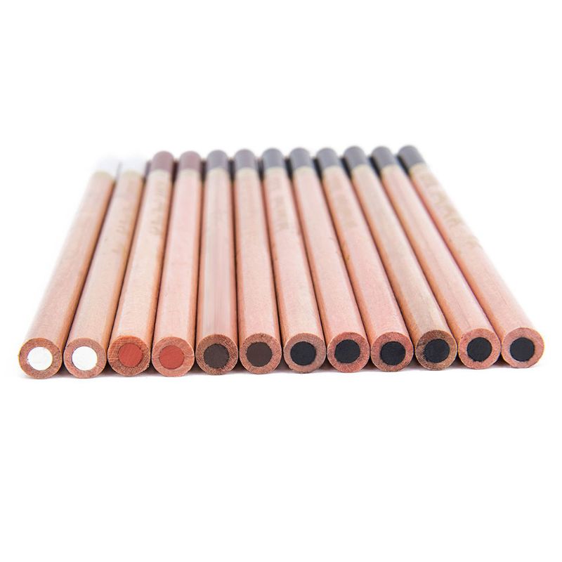 12 pièces/boîte Crayon bois Pastel doux crayons de charbon de bois pour croquis dessin AXYF