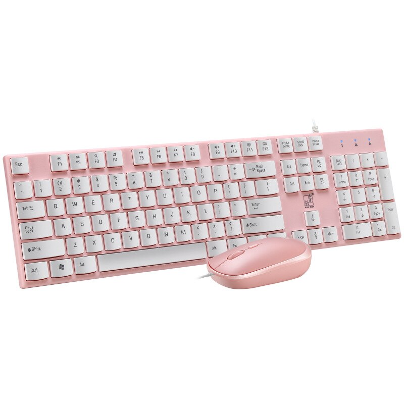 Wired USB Keyboard Mouse Kit Chocolate Candy Color Keyboard And Mouse Set Waterproof Multimedia Gamer Keyboards For PC: pink