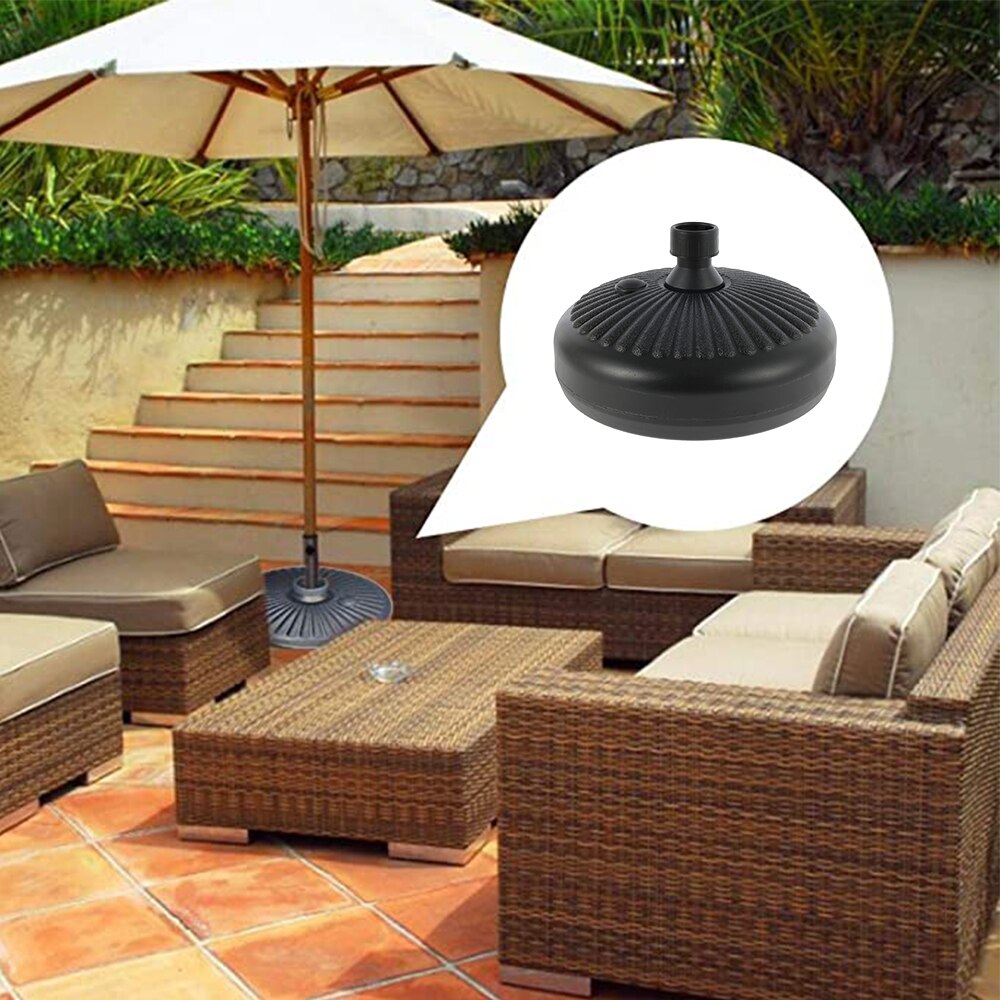 Garden Umbrella Base Round Shape Plastic Parasol Base Stand 35-38mm Water Sand Fillable Umbrella Base Outdoor Accessories
