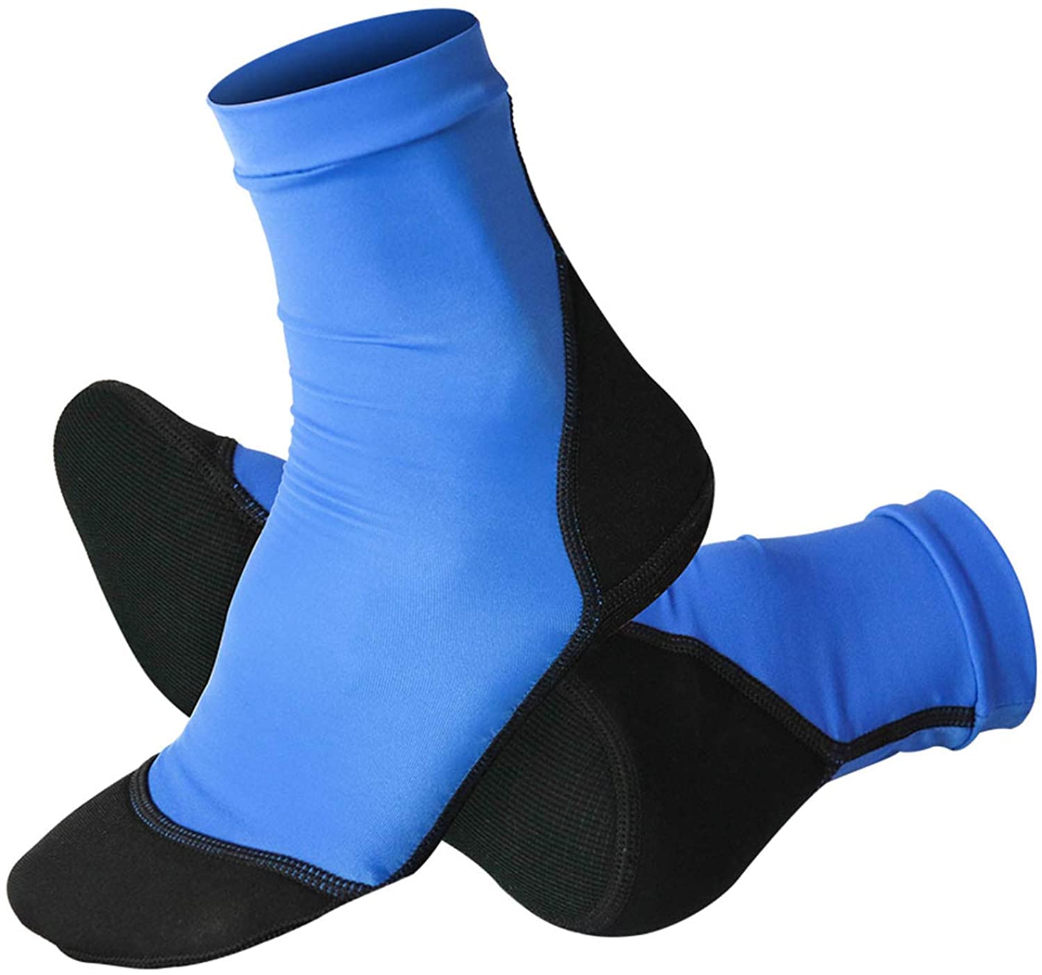 Calcetines de aleta de neopreno para playa, voleibol, fútbol, parte superior fina de poliéster, suelas de neopreno de 1,5mm, zapatos de agua con protección solar: Azul / 9