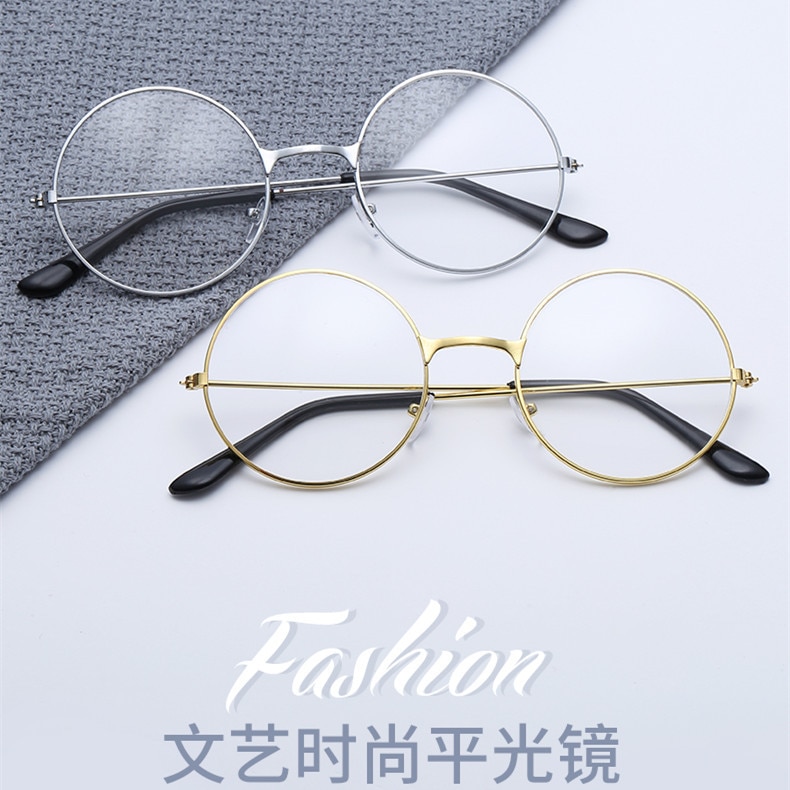 Unisex Retro Round Circle Metal Frame Eyeglasses Original Clear Lens Glasses 2 Styles Men