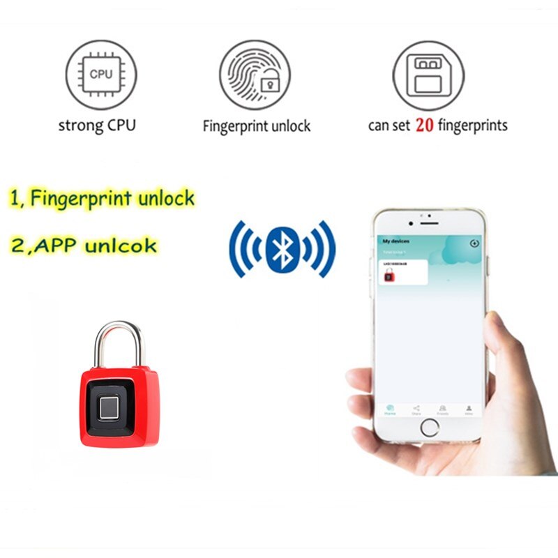 candado de bloqueo de huella digital inteligente con Bluetooth, batería sin llave, cerradura recargable USB IP65, cerradura de seguridad impermeable antirrobo para puerta