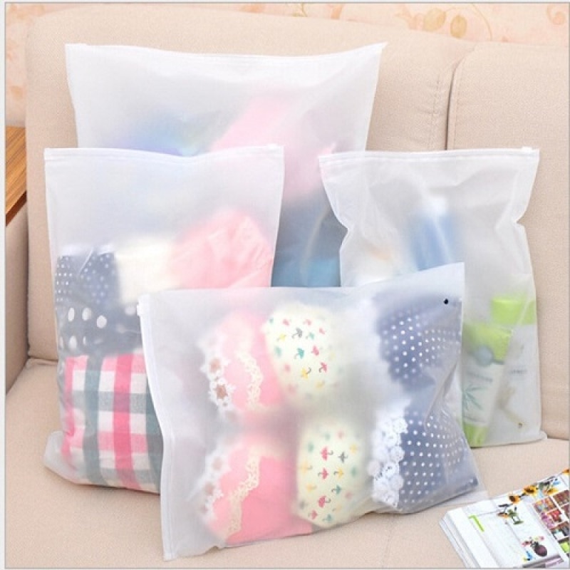 Bolsa de almacenamiento de plástico transparente mate, 3 uds., bolsas de viaje con cierre de cremallera, para embalaje de ropa, organizador de zapatos, 3 tamaños