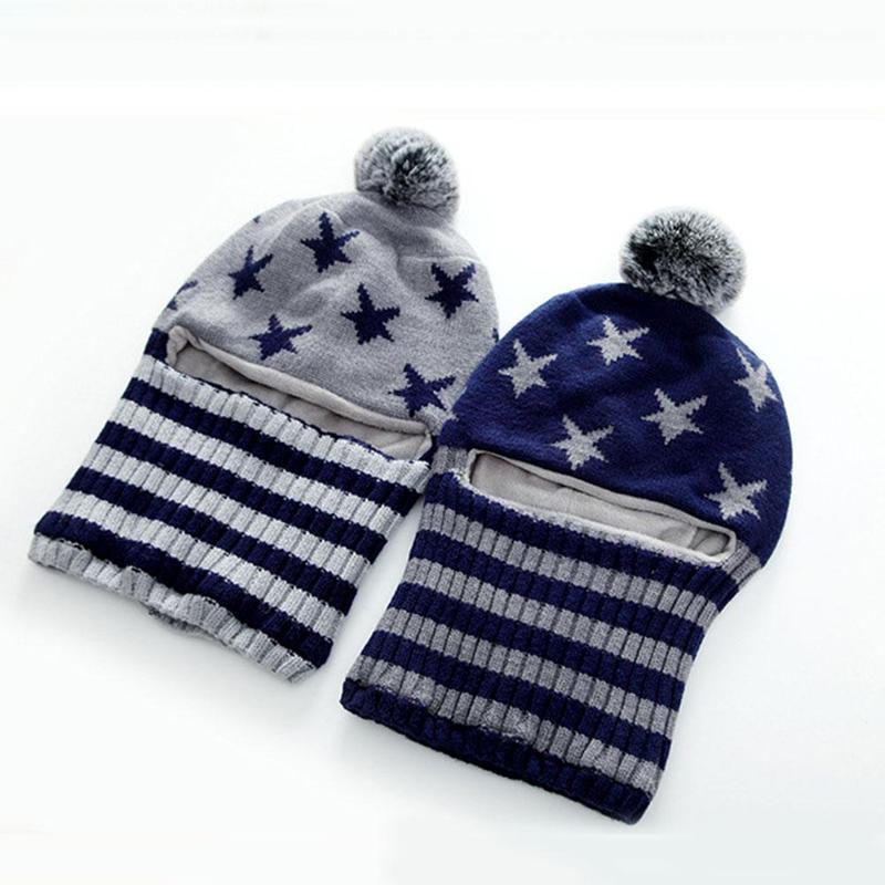 Kids Hat For Winter Head Neck Keeping Warm Cotton Knitting Crochet Beanie Cap Christmas Year