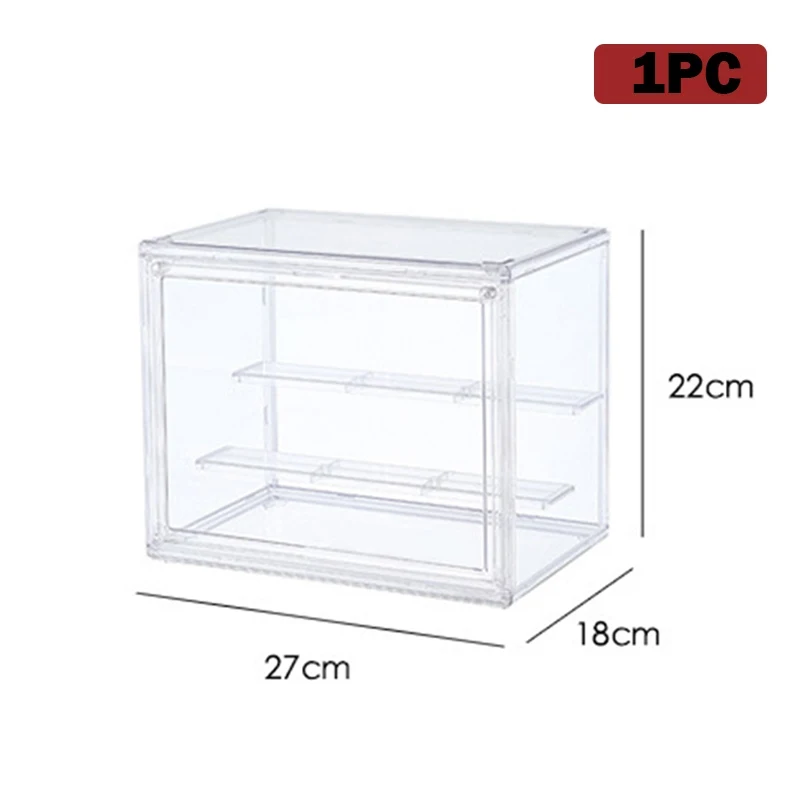 Large Capacity Storage Box Organizer for Figures Acrylic Box Clear Blind Box Showcase Makeup Organizer for Bag: black