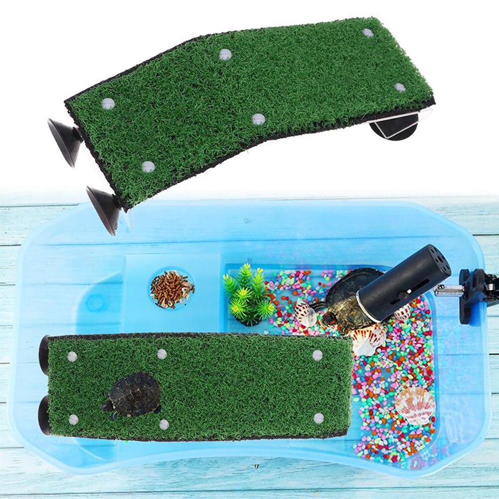 Klimladder reptiel aquarium schildpad platform zonneterras zuignap schildpad decoratie gesimuleerd gazon aquarium rust