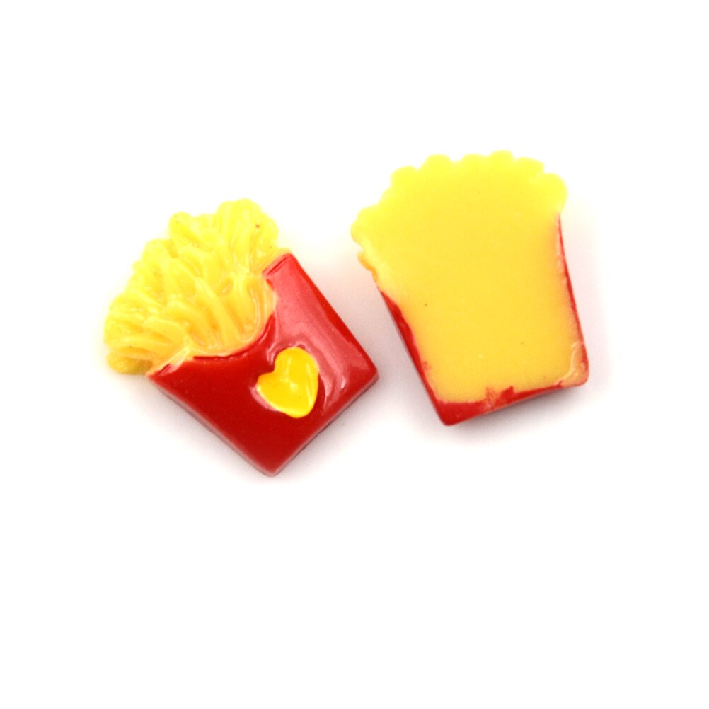 2 pz/lotto Kawaii Flatback Cabochons Della Resina di Simulazione Cibo Patatine Fritte patatine fritte di Casa Delle Bambole in Miniatura Decorazione Cibo FAI DA TE