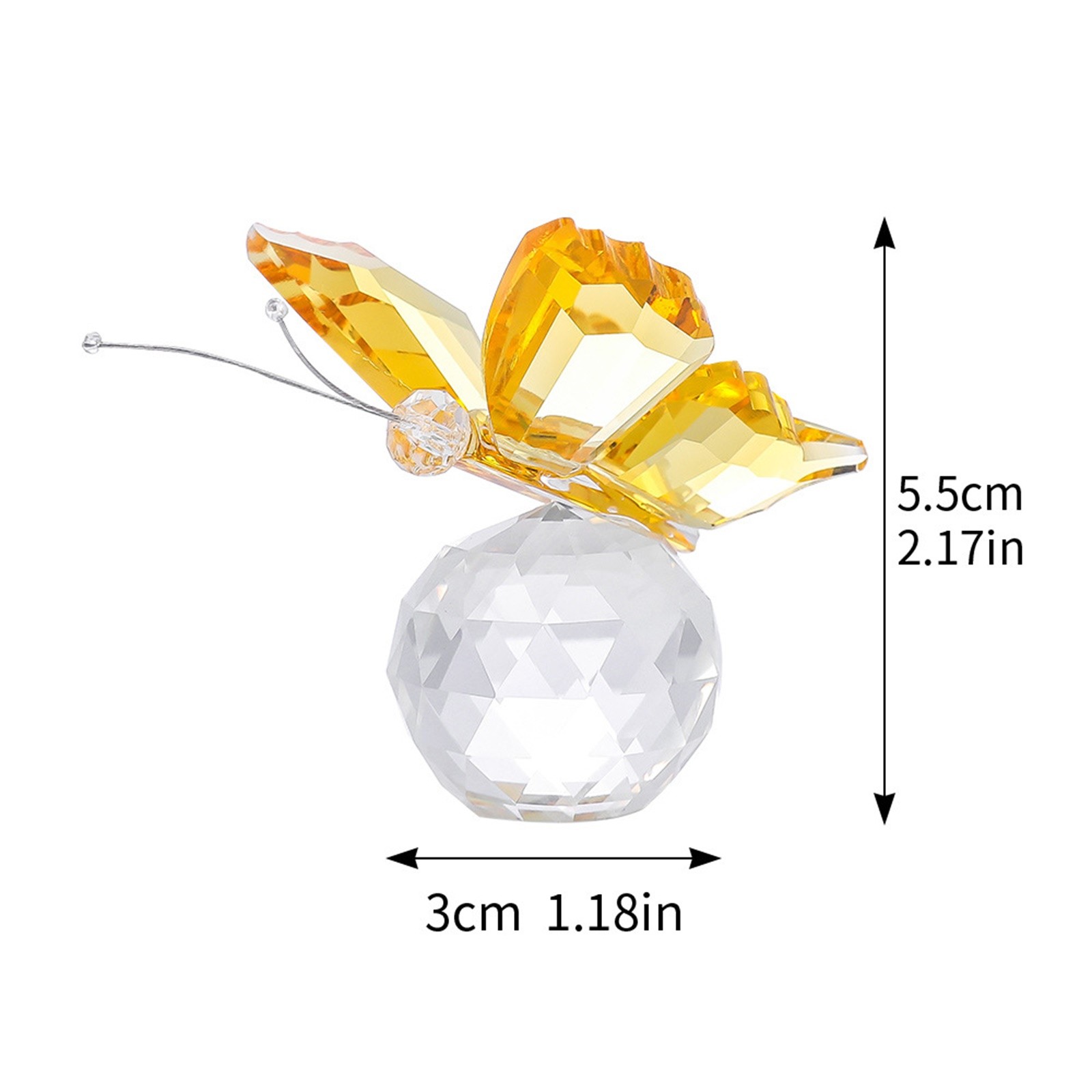 Crystal Flying Butterfly With Crystal Ball Base Statue Collection Cut Butterfly Animal Decoration Suitable For Festival