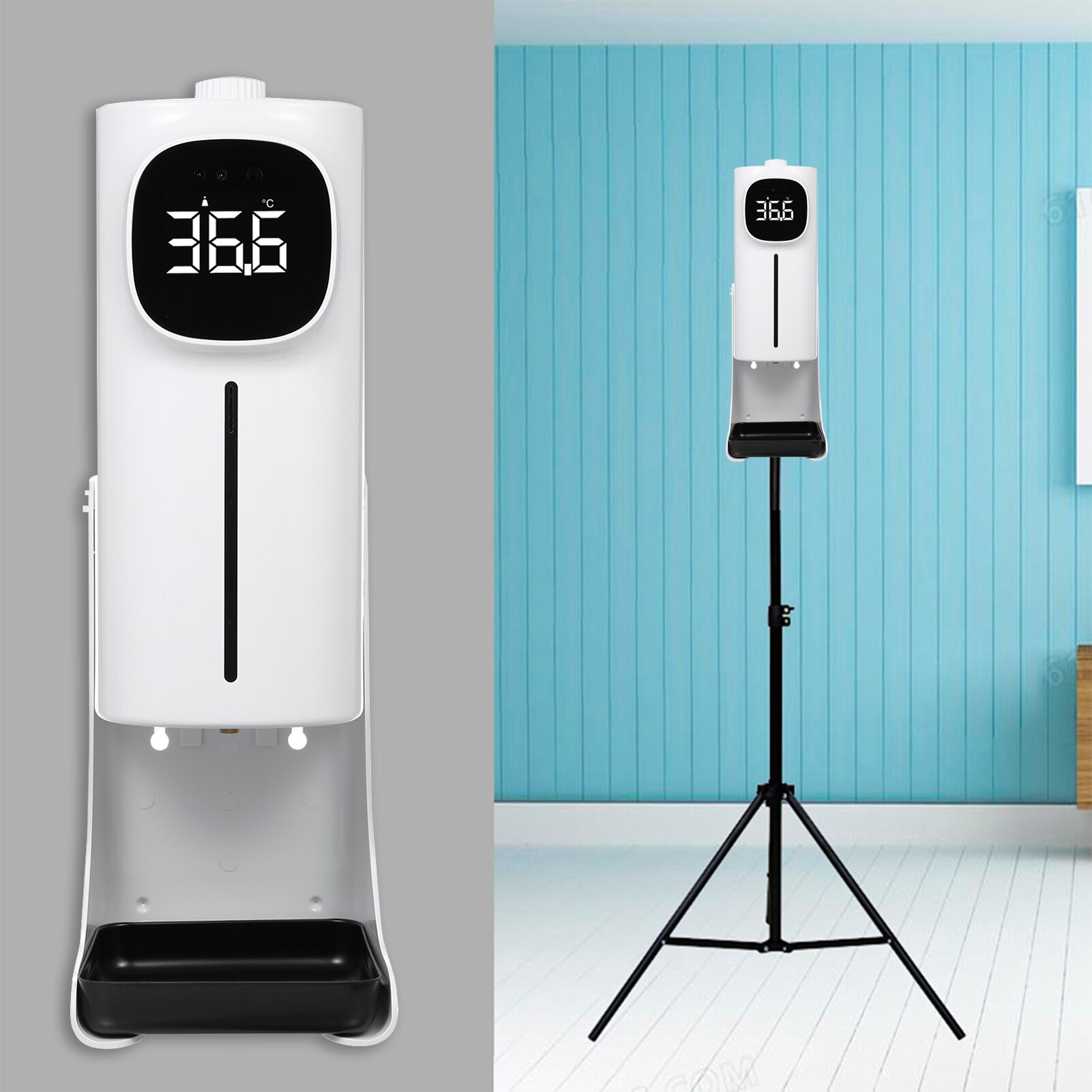 1500ml Wall Mounted Automatic Soap Dispenser Hand Sanitizer Dispenser Non-contact Infrared Thermometer