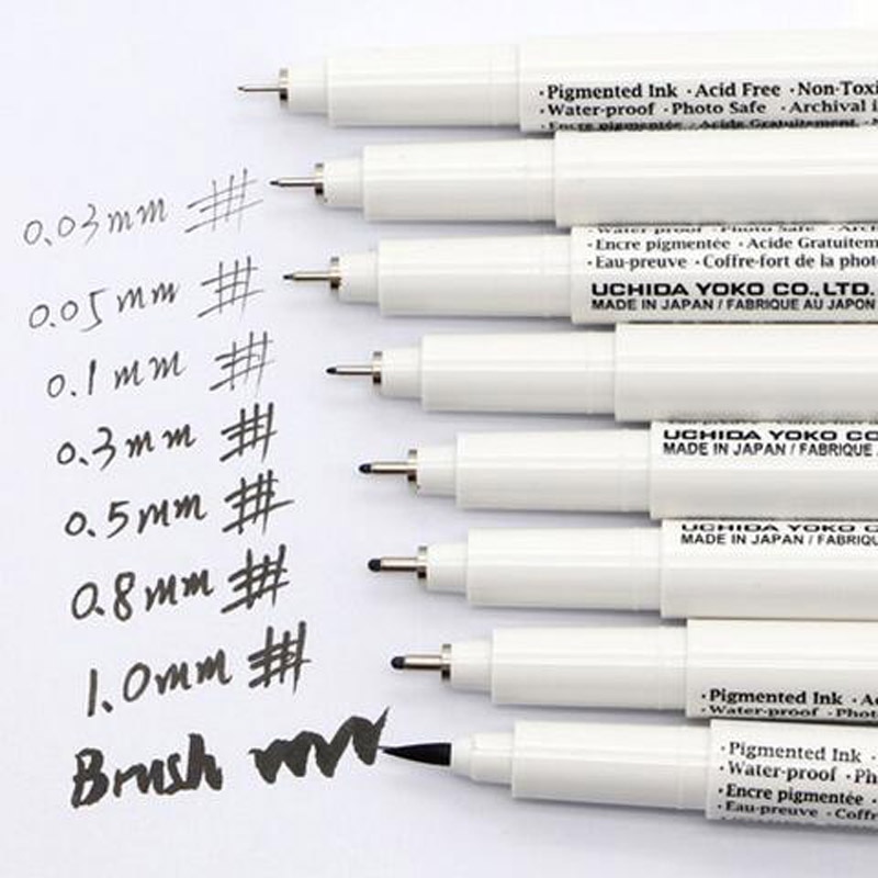 Marvy liner black brush fine line drawing pen marker grey permanent graffiti marker brown tone micron fineliner felt tip pen set