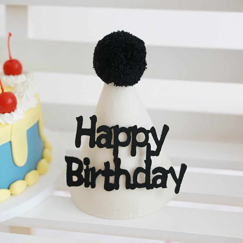 Chapeau d'anniversaire pour enfants, joli chapeau avec nœud en feutre, pour bébé de 100 jours, décoration de fête, accessoires Photo: 11