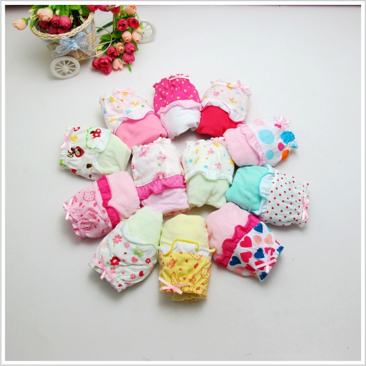 Best Selling Baby Girls Thin Soft 100% Cotton Panties Cute Lace Underwears Children PP Pants Bread Briefs12pcs/lot